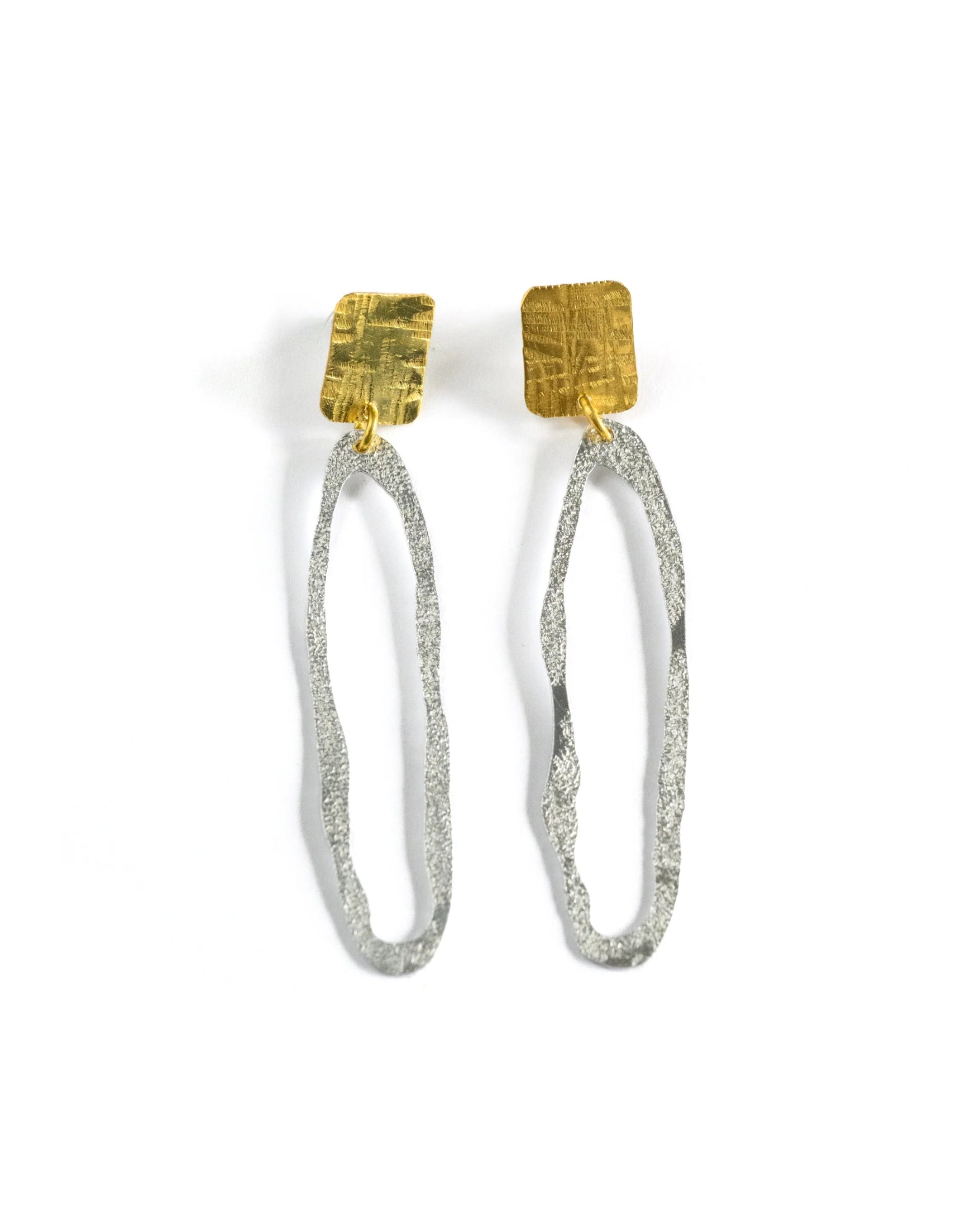 Kiku Earrings - Brass & Silver
