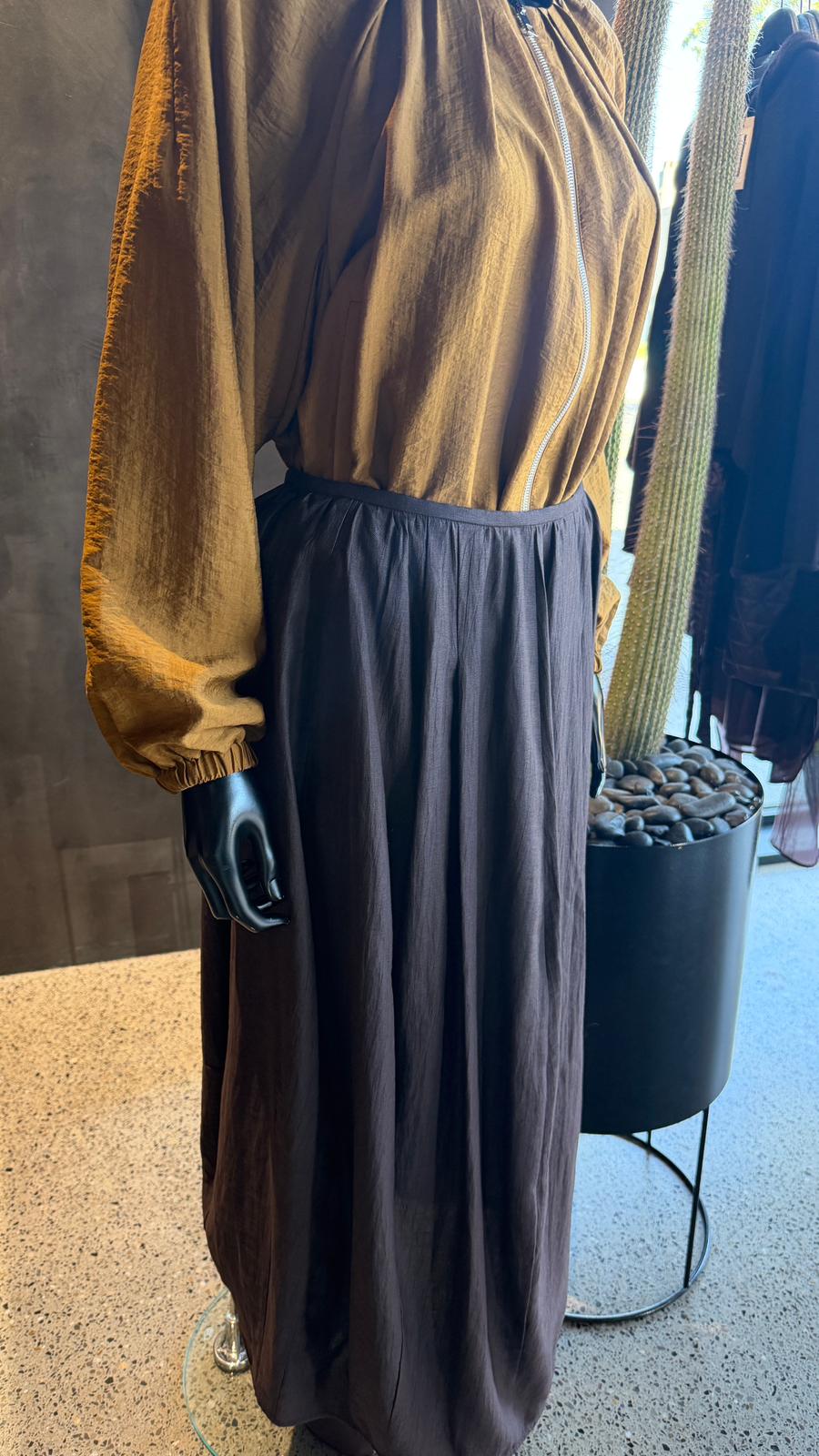 CANDITO PLEATED SKIRT - CHOCOLATE